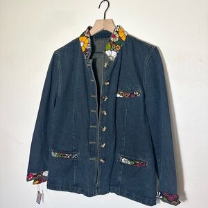 Her Best Foot Forward - Handmade Denim Jacket with Floral Accents